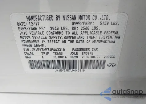 2018 Infiniti Q50 3.0T Luxe z USA, uszkodzony, nr VIN JN1EV7AR7JM443319